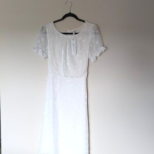 NWT NY Collection White Semi Formal Dress M/L